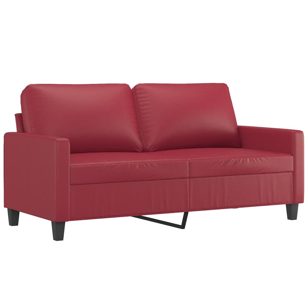 3-delige Loungeset met kussens kunstleer wijnrood