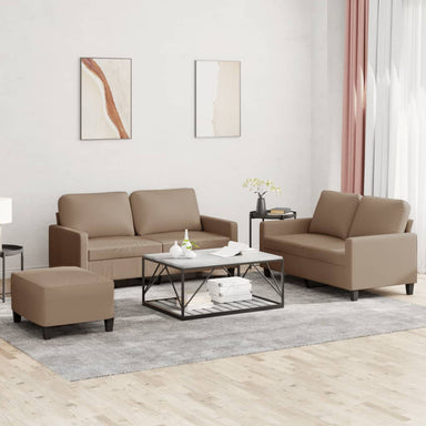 3-delige Loungeset met kussens kunstleer cappuccino