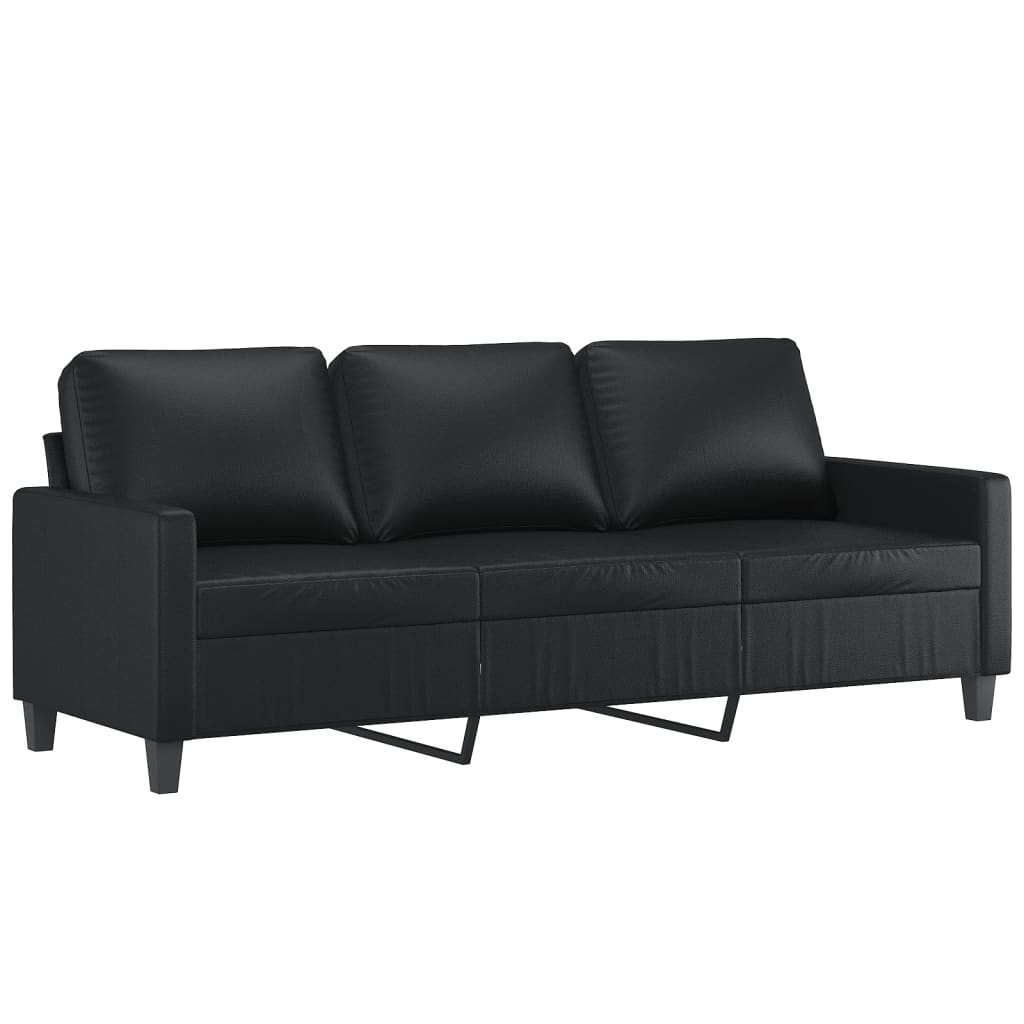 2-delige Loungeset met kussens kunstleer zwart