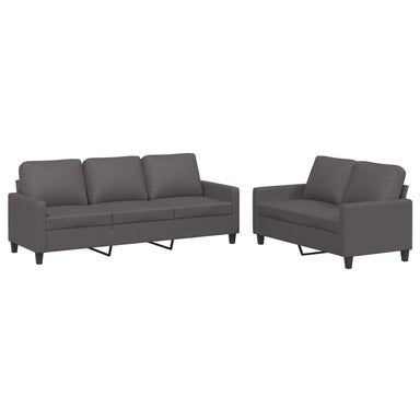 2-delige Loungeset met kussens kunstleer grijs