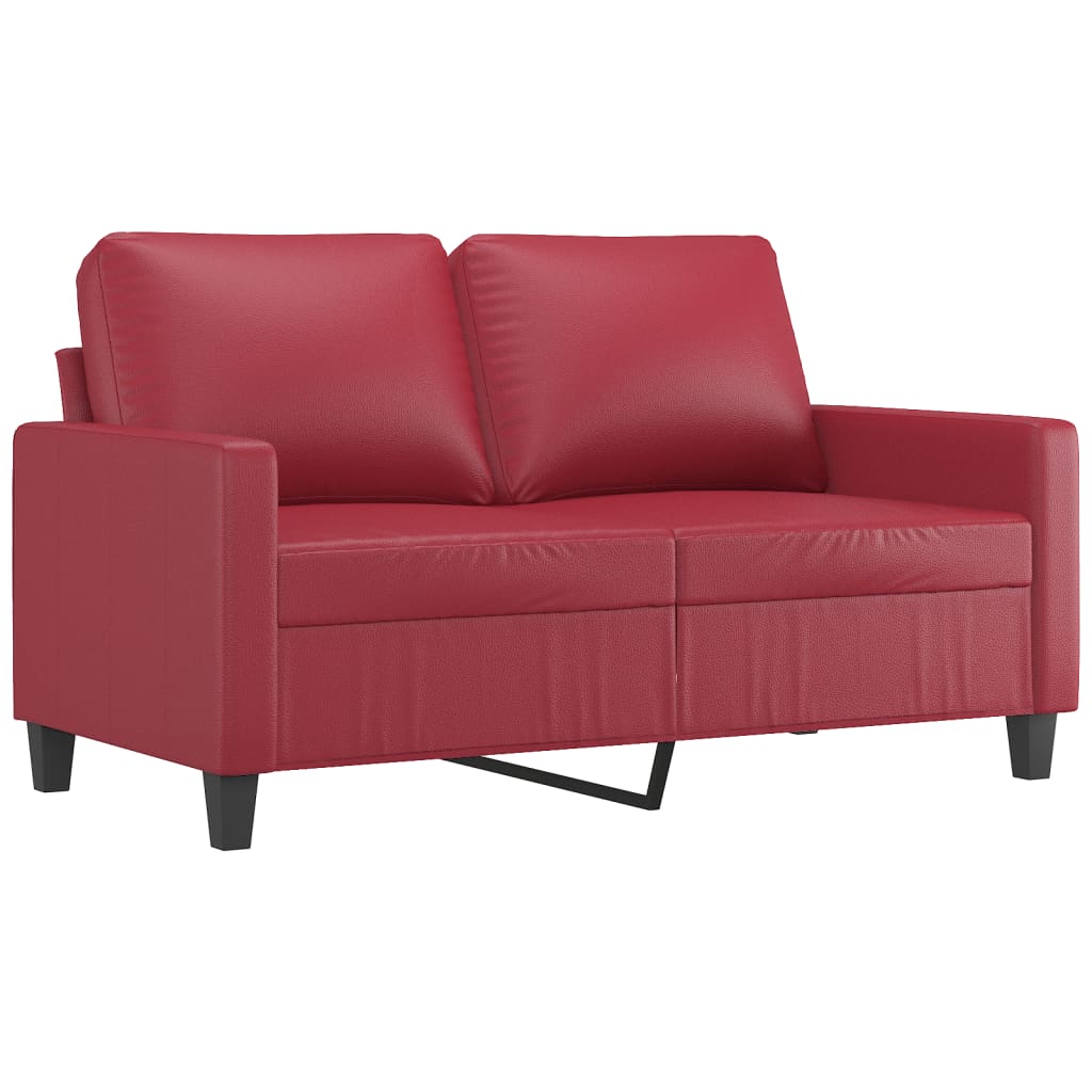 2-delige Loungeset met kussens kunstleer wijnrood