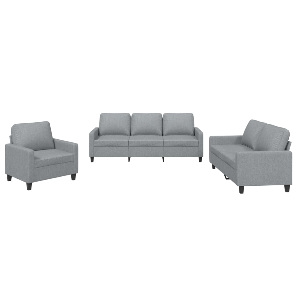 3-delige Loungeset met kussens stof lichtgrijs