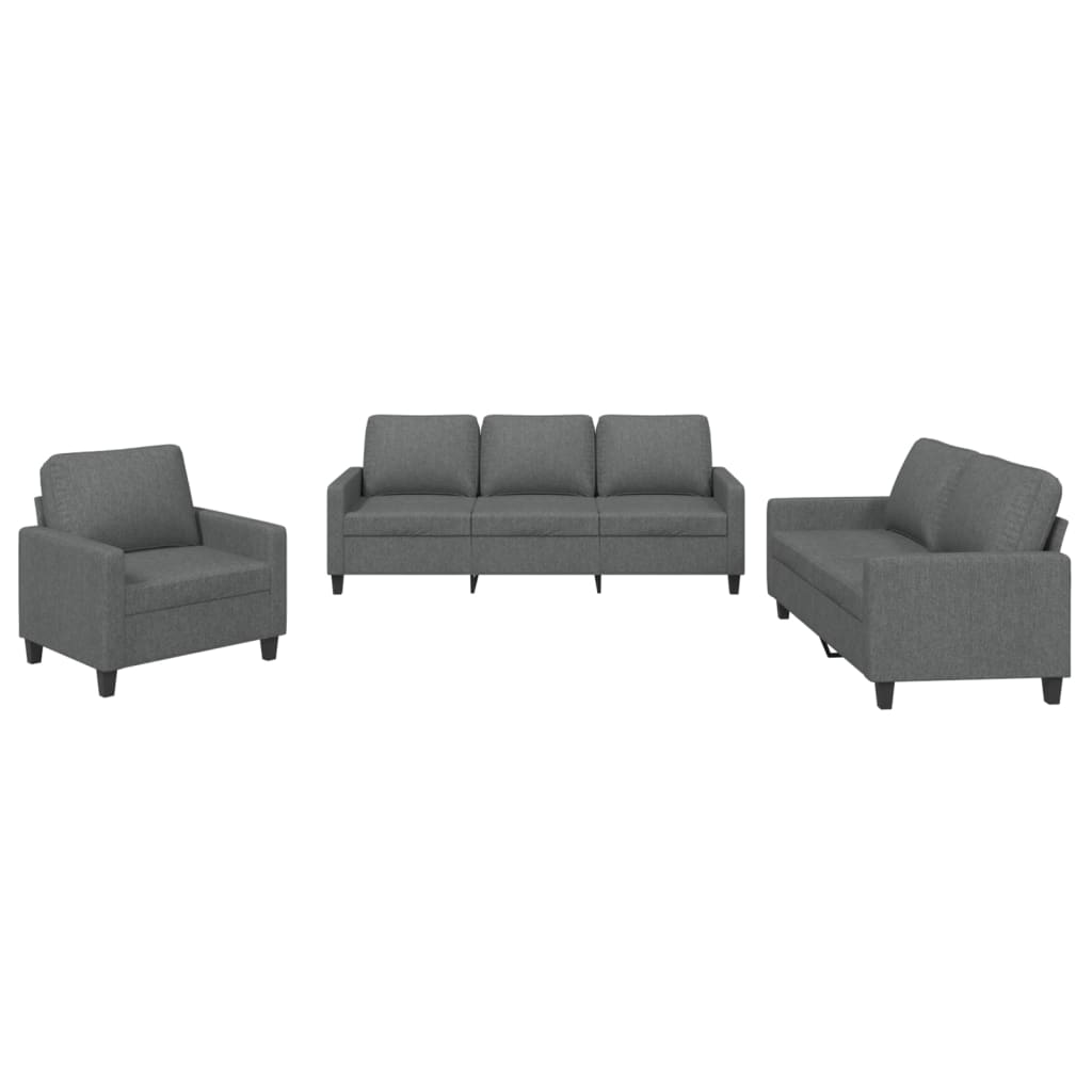 3-delige Loungeset met kussens stof donkergrijs
