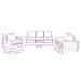 3-delige Loungeset met kussens stof donkergrijs