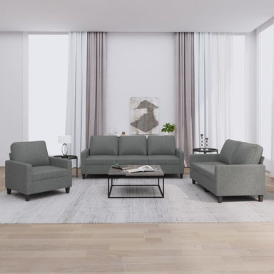 3-delige Loungeset met kussens stof donkergrijs