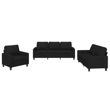 3-delige loungeset met kussens stof zwart