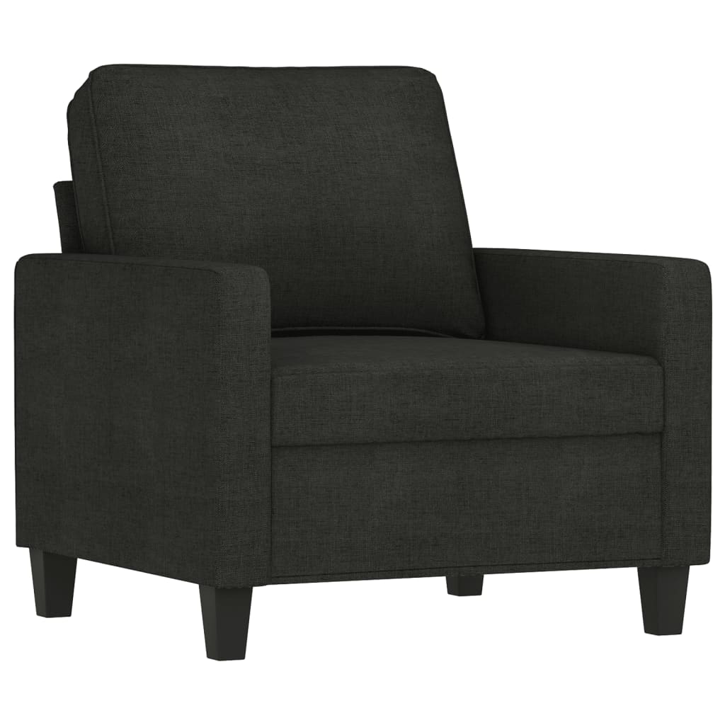 3-delige loungeset met kussens stof zwart