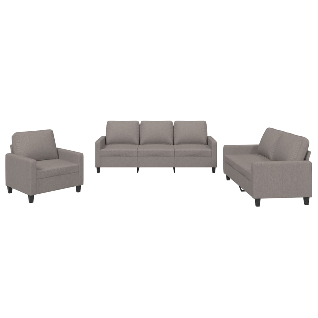 3-delige Loungeset met kussens stof taupe