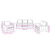 3-delige Loungeset met kussens stof taupe