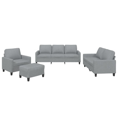 4-delige Loungeset met kussens stof lichtgrijs