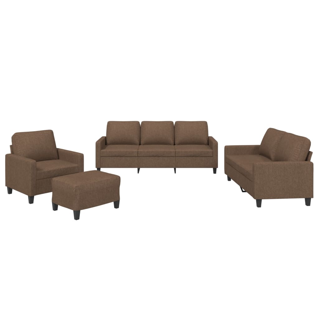 4-delige Loungeset met kussens stof bruin