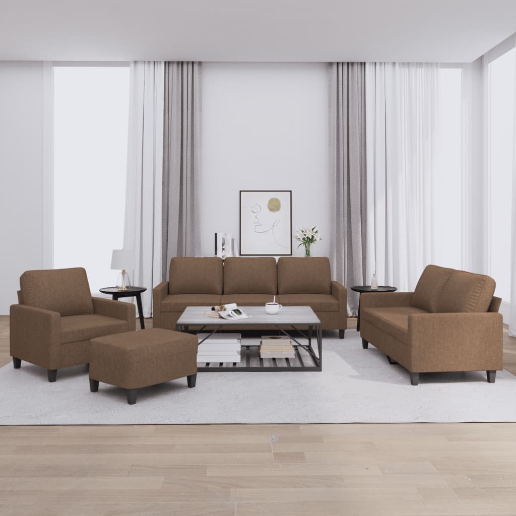 4-delige Loungeset met kussens stof bruin