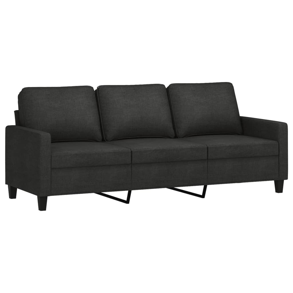 4-delige loungeset met kussens stof zwart