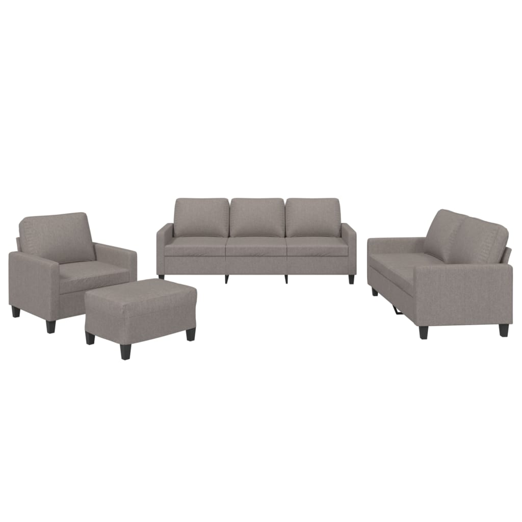 4-delige Loungeset met kussens stof taupe