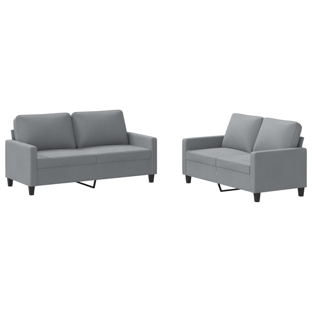 2-delige Loungeset met kussens stof lichtgrijs