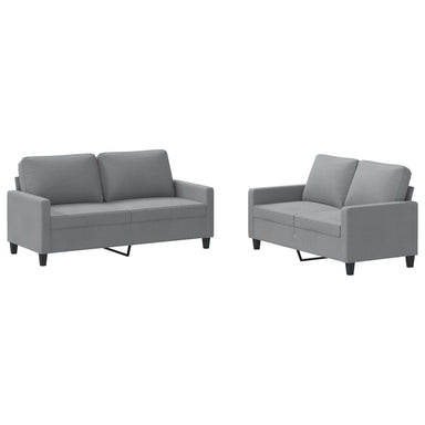 2-delige Loungeset met kussens stof lichtgrijs
