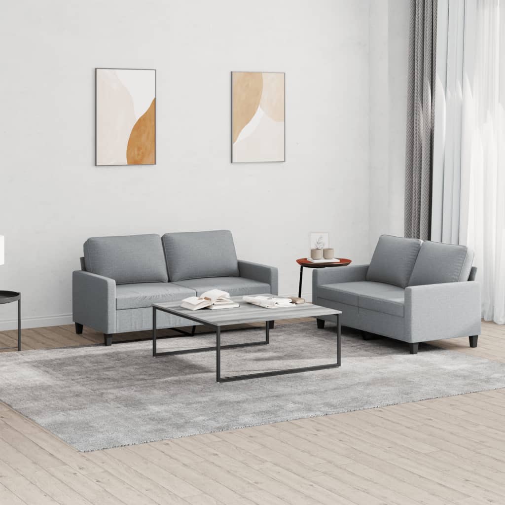 2-delige Loungeset met kussens stof lichtgrijs