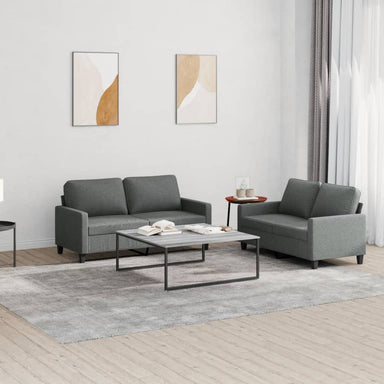 2-delige Loungeset met kussens stof donkergrijs