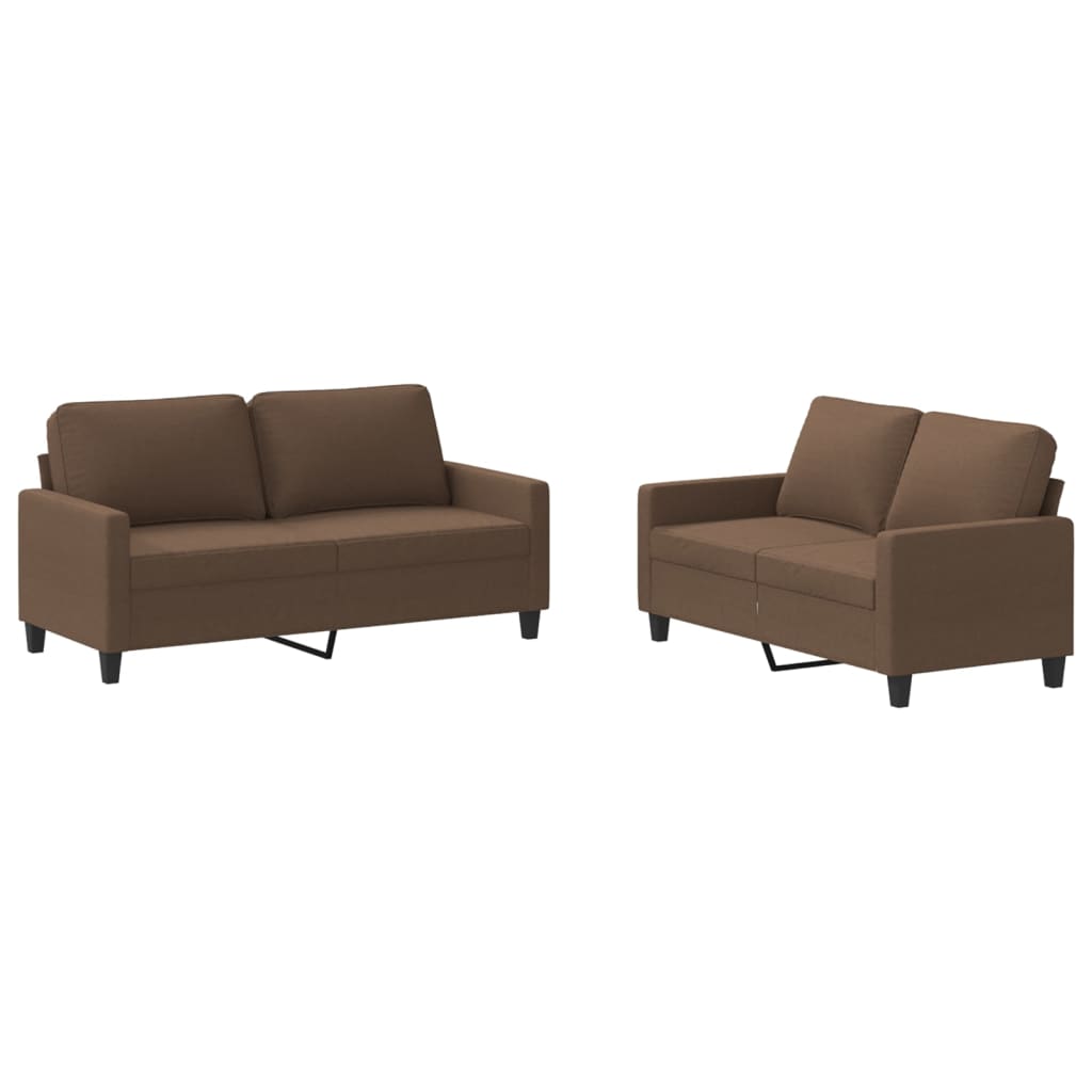 2-delige Loungeset met kussens stof bruin