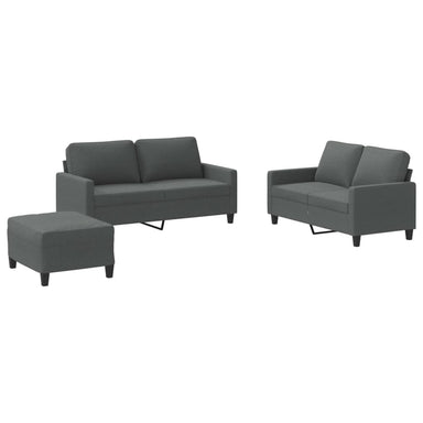3-delige Loungeset met kussens stof donkergrijs
