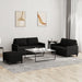 3-delige loungeset met kussens stof zwart