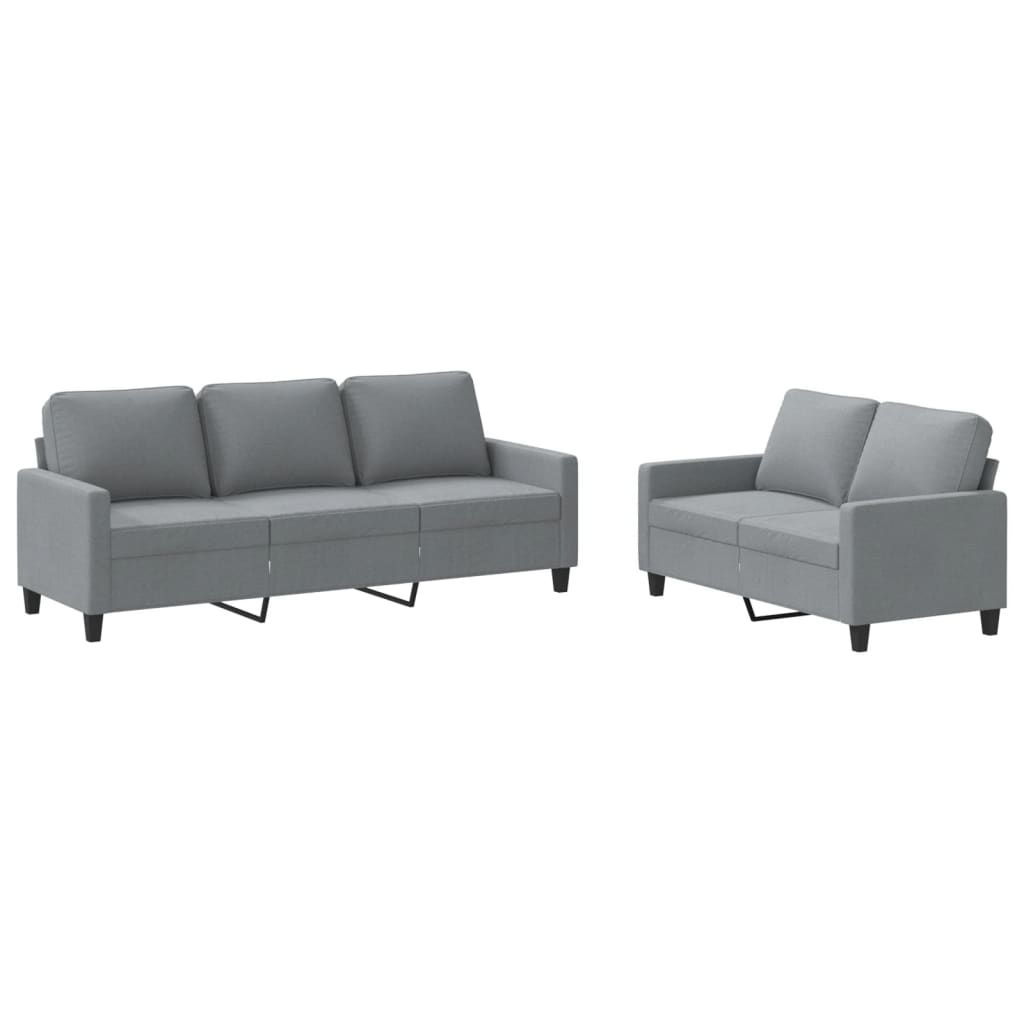 2-delige Loungeset met kussens stof lichtgrijs