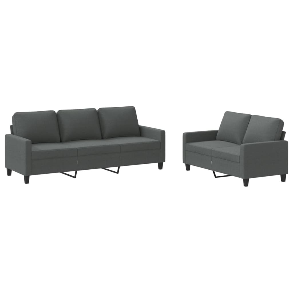 2-delige Loungeset met kussens stof donkergrijs
