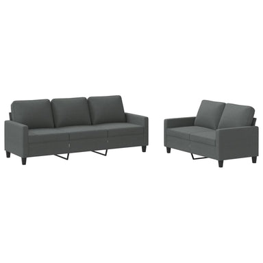 2-delige Loungeset met kussens stof donkergrijs