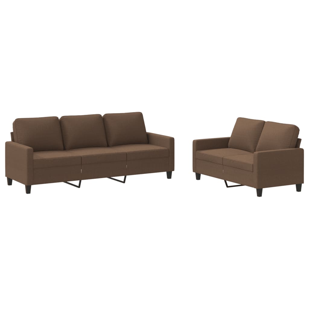 2-delige Loungeset met kussens stof bruin