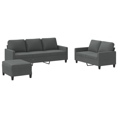 3-delige Loungeset met kussens stof donkergrijs