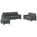 3-delige Loungeset met kussens stof donkergrijs
