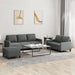 3-delige Loungeset met kussens stof donkergrijs