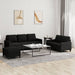 3-delige loungeset met kussens stof zwart