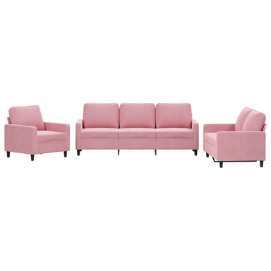 3-delige Loungeset met kussens fluweel roze