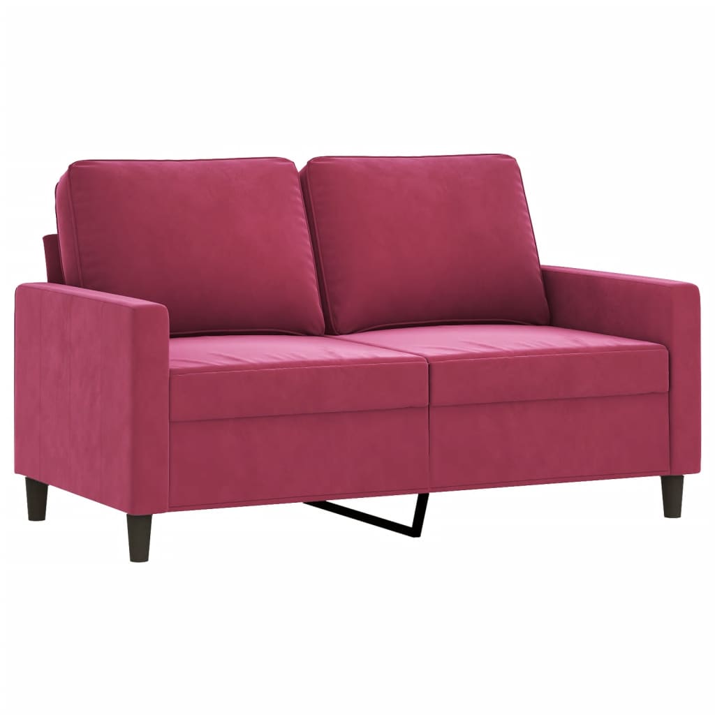 3-delige Loungeset met kussens fluweel wijnrood