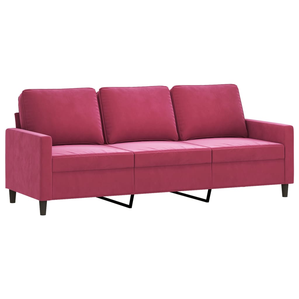 3-delige Loungeset met kussens fluweel wijnrood