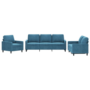 3-delige Loungeset met kussens fluweel blauw