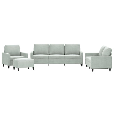 4-delige Loungeset met kussens fluweel lichtgrijs