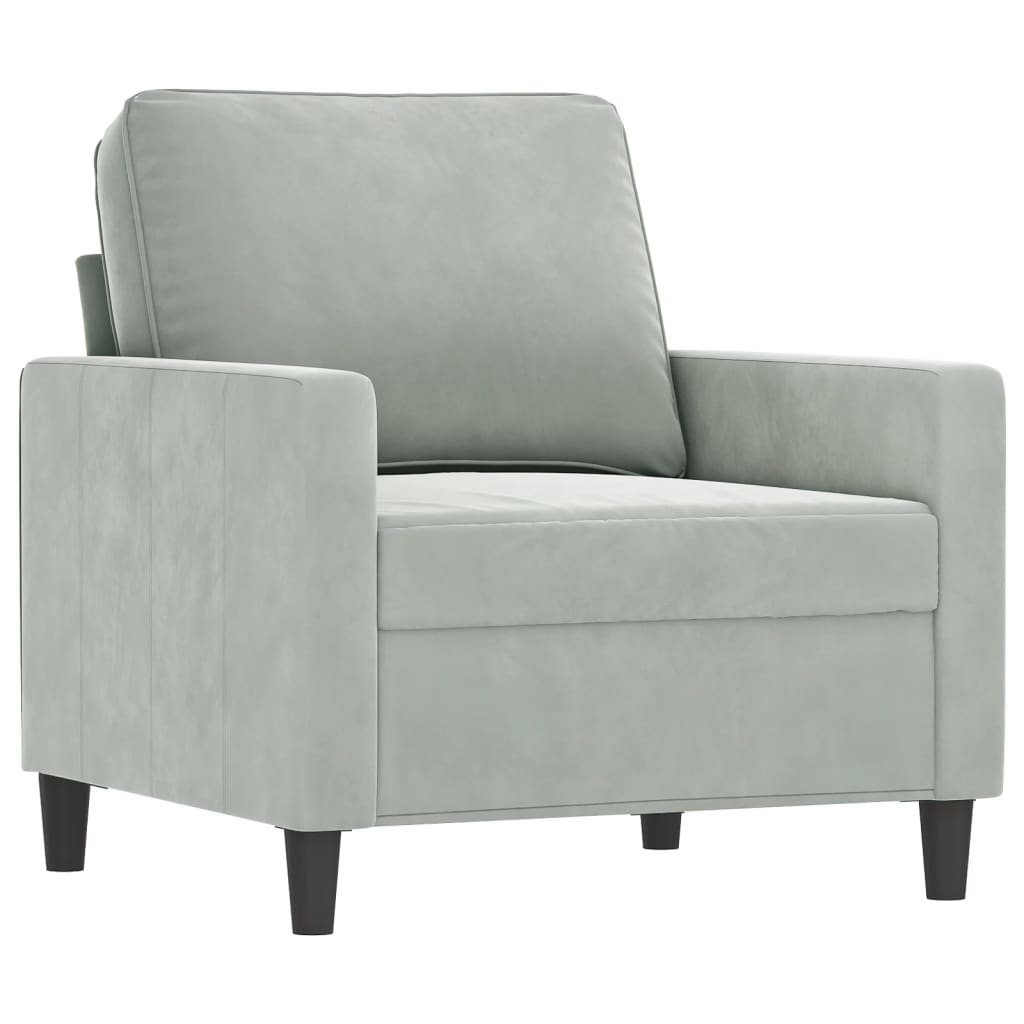 4-delige Loungeset met kussens fluweel lichtgrijs