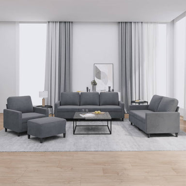 4-delige Loungeset met kussens fluweel donkergrijs
