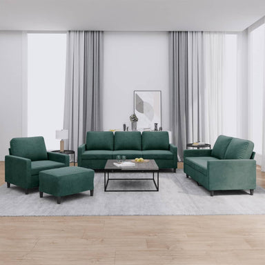 4-delige Loungeset met kussens fluweel donkergroen
