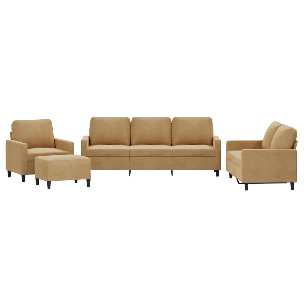4-delige Loungeset met kussens fluweel bruin