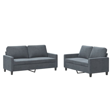2-delige Loungeset met kussens fluweel donkergrijs