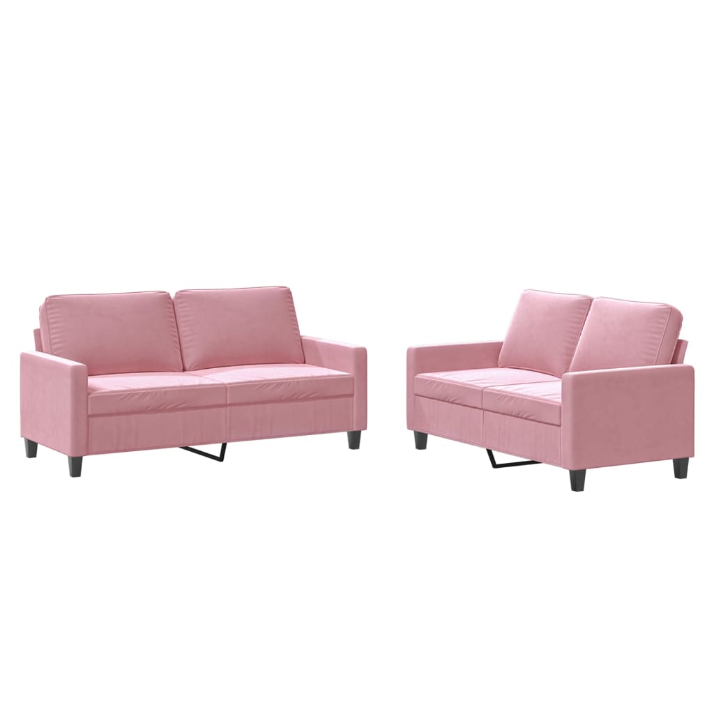 2-delige Loungeset met kussens fluweel roze