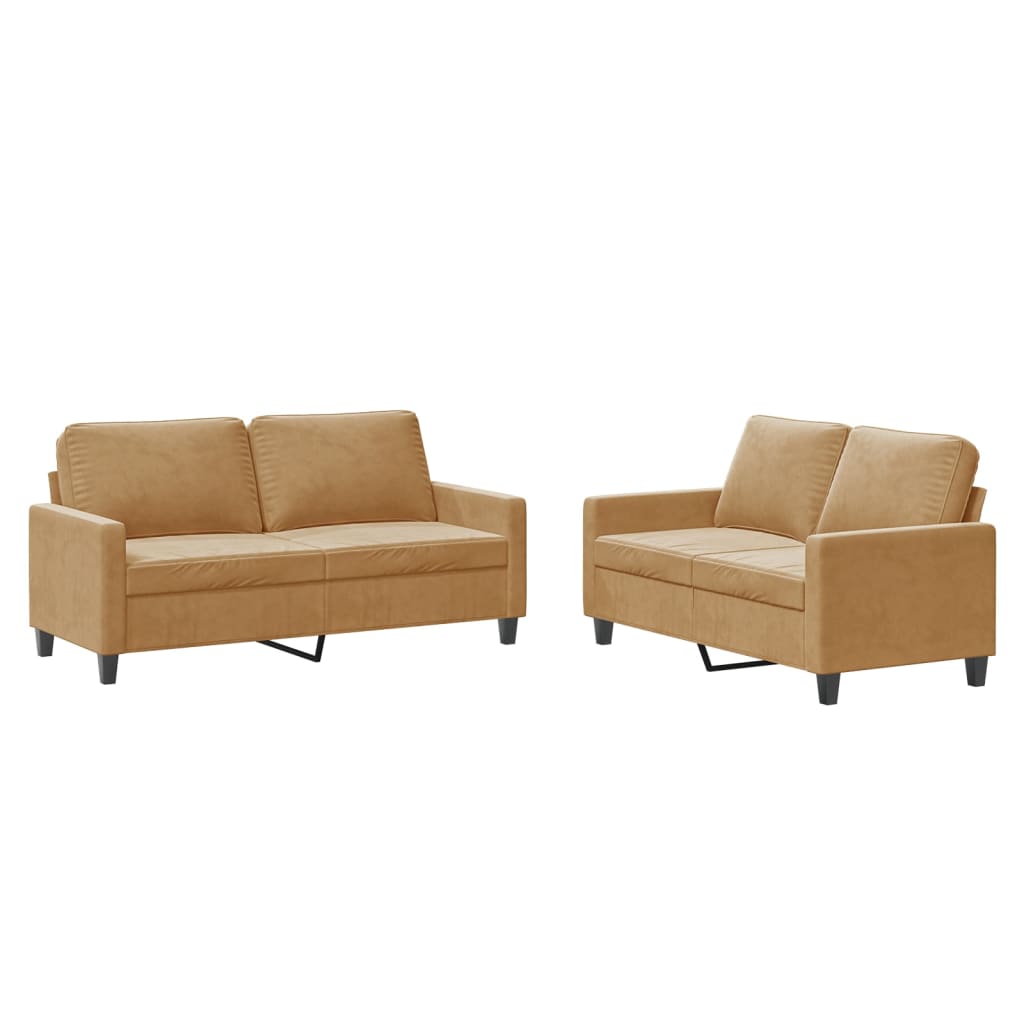 2-delige Loungeset met kussens fluweel bruin