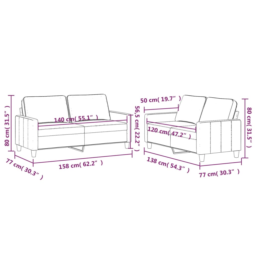 2-delige Loungeset met kussens fluweel bruin