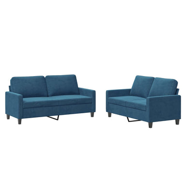 2-delige Loungeset met kussens fluweel blauw