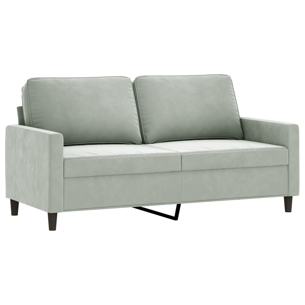 3-delige Loungeset met kussens fluweel lichtgrijs