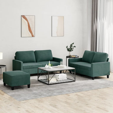 3-delige Loungeset met kussens fluweel donkergroen