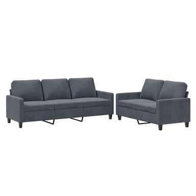 2-delige Loungeset met kussens fluweel donkergrijs